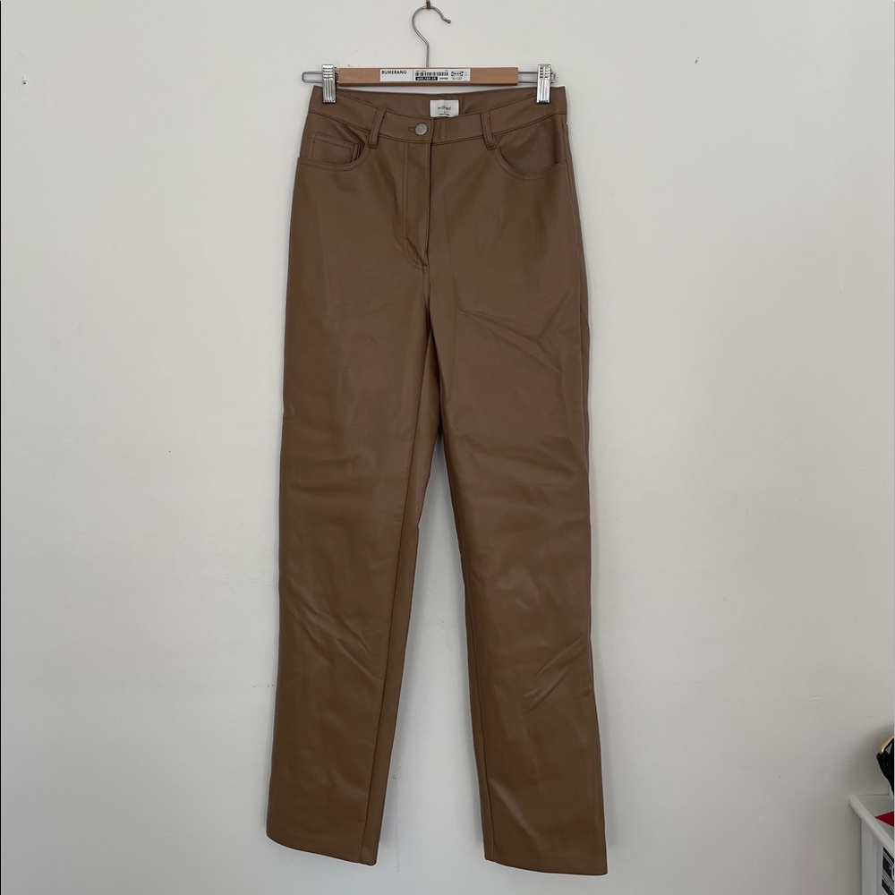 Aritzia Wilfred brown leather pants
